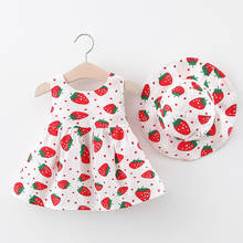 Children's Dress 2022 Summer New Small Fresh Girls Sling Dress Big Strawberry Printing Baby Girls Dress Send Hats 0-3 Years Old 2024 - buy cheap