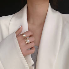 FFLACELL-anillos de dedo con diseño de exageración para mujer y niña, joyería de fiesta con perlas de Metal simples, redondas, geométricas, 2020 2024 - compra barato