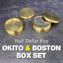 Okito e conjunto de caixa de boston, (tamanho do meio dólar), truques de mágica, mágico, fechar a ilusão, adereço de mentalismo, moeda, penetar 2024 - compre barato