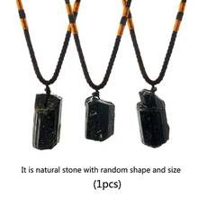 Natural Stone Necklace Pendant Natural Black Obsidian Fortune Amulet Lucky Pendant Necklace Fashion Jewelry Unisex Jewelry 2024 - buy cheap