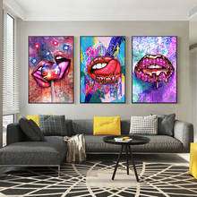 Graffiti Art Sexy Colourful Lips Picturs Canvas Paintings Posters and Prints Cuadros Modern Wall Art Pictures for Home Decor 2024 - buy cheap