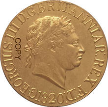 24-k moedas banhada a ouro 1820, reino unido, 1 soberano-george iii cópia 2024 - compre barato