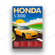 Decoração da casa cartaz de impressão em tela retro vintage clássico carro cartaz honda s2000 2024 - compre barato