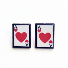 Интересные серьги в форме сердца с карточкой для покера, полимерные креативные игральные карты, серьги для вечеринки, забавные ювелирные изделия, подарки для девочки 2024 - купить недорого