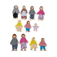 Small Wooden Toys Set Happy Dollhouse Family Dolls Figures Dressed Characters Children Kids Playing Doll Gift Kids Pretend Toy 2024 - buy cheap