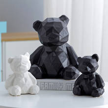 Nordic Home Office Desktop Soft Decoration European Ceramic Abstract Geometric Bear Sculpture Animal Figurines Crafts Gift 2024 - buy cheap