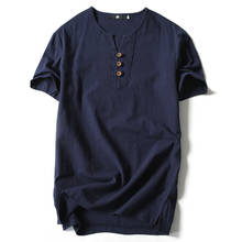 2022 Summer T-shirts Short-sleeved T-shirt Men's Cotton and Linen Thin  Large Size T Shirt for Men 2024 - buy cheap