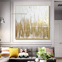 100% pintura abstrata dourada à mão pintura de parede moderna decorar o escritório ou sala de estar 2024 - compre barato