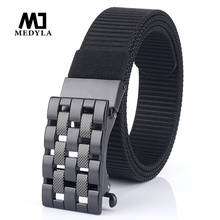 MEDYLA Men's Tactical Belt Hard Metal Automatic Buckle Nylon Belt for Men Soft Real Nylon 100-120cm Military Casual Belt MDB055 2024 - buy cheap