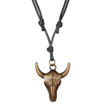 New Design Personality Tribal Bone Necklace Male Long Leather Neckles Rope Chain Neckless Male Punk Indian Animal Head Jewelry 2024 - buy cheap