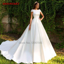 Elegant Scoop Neck A Line Wedding Dress 2022 Beading Crystals Cap Sleeves Sheer Back Bridal Gown Custom Made Vestidos De Novia 2024 - buy cheap