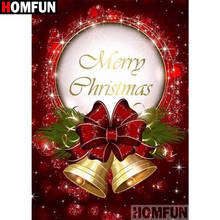 HOMFUN-pintura de diamante "campana de Navidad", punto de cruz, foto personalizada, bordado de diamantes cuadrados y redondos, decoración del hogar A30173 2024 - compra barato