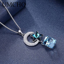 UMCHO-collares de plata de ley 925 con piedras preciosas de cristal azul, colgantes, para mujeres 2024 - compra barato
