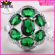925 sterling silver Hot-selling emerald white platinum group with Forest Emerald Green olivine Gemstone  high-flown Ring 2024 - buy cheap