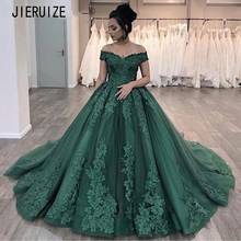 JIERUIZE Green Wedding Dresses Off the Shoulder Appliques Ball Gown Bride Dresses Lace Up Back Wedding Gowns Vestidos De Noiva 2024 - buy cheap