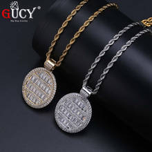 GUCY Stylish Oval Pendant Necklace Mens/Women Micro Paved Hip Hop Gold Silver Color Bling Charm Chains Jewelry Gifts 2024 - buy cheap