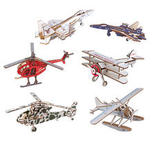 Quebra-cabeça infantil de madeira 3d, mini avião, estéreo, educacional, brinquedo diy, modelo de avião 2024 - compre barato