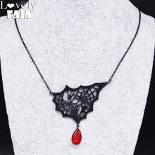 Gothic Spider Web Stainless Steel Skull Necklace Women Blood Drop Black Color Chain Necklaces Jewelry collar mujer N0133 2024 - buy cheap