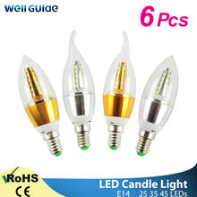 6pcs LED Bulb Candle E14 9W 12W Golden Aluminum LED Bulb AC 220V Led Lamp Cool Warm White Lampada Bombillas Lumiere Lampara 2024 - buy cheap