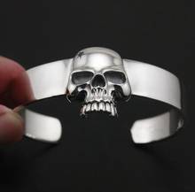 Clássico punk de alta qualidade metal estilo gótico crânio aberto pulseira pulseira na moda dos homens rock party biker jóias 2024 - compre barato