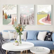 Nordic Abstract Geometric Mountain Landscape Canvas Painting Posters and Prints Wall Art Illustration for Living Room Home Decor 2024 - buy cheap