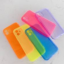100Pcs Neon Fluorescent Clear Color Phone Case For iphone 12 Mini 11 Pro X XR XS Max 7 8 6S Plus SE2 Fully Protective Soft Cover 2024 - buy cheap