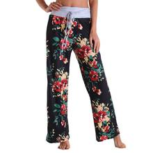 Women Wide Leg Pants Pajamas Leopard Print Plus Size Comfortable New Casual Elastic Drawstring 40 Colors S-3XL 2024 - buy cheap