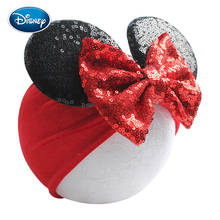 Disney Girl Sequins Bows Mouse Ears Winter Headband Hair Accessories For Girls Hot-Sale Trendy Soft Velvet head wrap For Kids 2024 - buy cheap