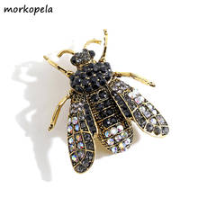 Morkopela Black Insect Brooch Pin Bee Rhinestone Brooches For Women Vintage Banquet Clothes Pins Scarf Clip Jewelry Broach 2024 - buy cheap