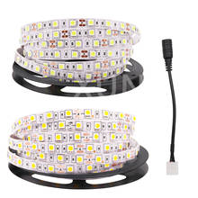 Tira de luces LED Flexible, 1m, 2m, 3m, 4m, 5m, 12V, SMD 5050, 60leds/m, blanco cálido, 10MM, PCB con cabezal de CC 2024 - compra barato