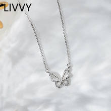 LIVVY New Fashion Butterfly Micro-Inlaid Shiny Zircon Pendant Necklace Female  Simple Clavicle Chain Elegant Temperament Gift 2024 - buy cheap