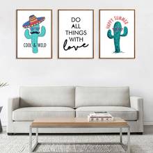 Cute Cartoon Cactus English Proverbs Home Decorative Painting Living Room Paintings Wall Pictures for Living Room Wall Canvas 2024 - buy cheap