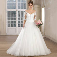 Princess Ball Gown Wedding Dress V Neck Off The Shoulder Half Sleeve Custom Made White Ivory Tulle Bridal Gown vestidos de novia 2024 - buy cheap