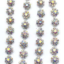 Cadena elegante de diamantes de imitación de girasol, 10 yardas, 1cm, apliques de cristales para decoración de pasteles y vestidos de boda 2024 - compra barato