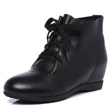 2021 Light Comfort Lace-up Women Boots Autumn Shoes Flat Increase Within Genuine Leather Boots Casual Shoes Warm Winter Boots 2024 - buy cheap