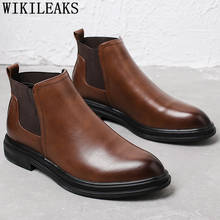 Botas de couro preto botas de inverno botas de couro masculino botas de inverno sapatos formais 2024 - compre barato