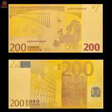 Colección y decoraciones de billetes de papel, sortija de oro de 24k, 200 euros, Color dorado 2024 - compra barato