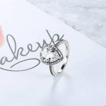 Frete grátis anéis de prata esterlina 925 autêntica anel de cristal em formato de coração para mulheres joia europeia original faça você mesmo 2024 - compre barato