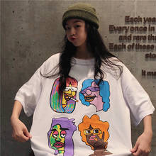 Ulzzang Clown cute cartoon personality printing Harajuku tops tee New Summer casual fashion loose cute chic kawaii women T-shirt 2024 - buy cheap