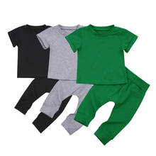 1-4Years Kids Baby Boys 2-piece Outfit Set Short Sleeve Solid Color Tops+Pants Set for Children Boys 2024 - buy cheap