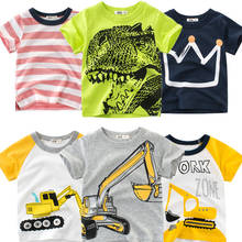 2022 Excavator Printed Baby Boys T-shirt For Girls Summer Kids Tees Infant T Shirts Cartoon Clothes Cotton Letter Toddler Tops 2024 - buy cheap