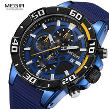 MEGIR Luxury Blue Watch Men Top Brand Silicone Bracelet Sport Chronograph Quartz Wrist Watches Man Relogio Masculino Clock 2121 2024 - buy cheap