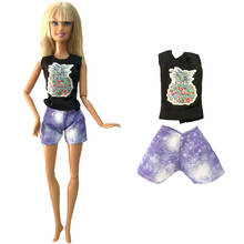 NK 1 Pcs Doll Dress Fashion Black Shirt +Casual Shorts Jeans For Barbie Doll Accessories Child Toys Girls'  Gift 278S  4X 2024 - buy cheap