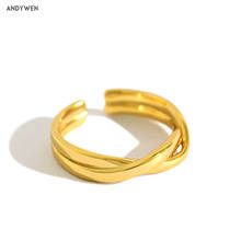 ANDYWEN-anillos de plata de ley 100% 925 para mujer, joyería fina, joyas simples de lujo para boda, estilo Punk Rock 2024 - compra barato