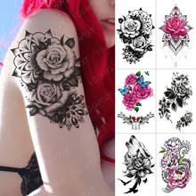 Waterproof Temporary Tattoo Sticker Rose Wolf Flower Flash Tattoos Bird Pink Mandala Henna Body Art Arm Fake Tatoo Women Men 2024 - buy cheap