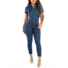 Denim Overalls for Women Short Sleeve Jumpsuit Women 2021 Spring Stretch Romper Woman One Piece Outfit Clothing Monos Mujer Blue 2024 - buy cheap