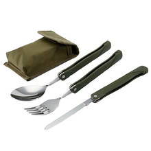 Camping Tableware Outdoor Cooking Supplies Folding Cutlery Set Spoon Fork Knives Portable Army Green Outdoor Picnic Travel Kit 2024 - buy cheap