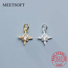 MEETSOFT Classic 925 Sterling Silver Minimlist Stars Zircon Charms DIY Handmade Jewelry Prevent Allergy Deocration Accessory 2024 - buy cheap