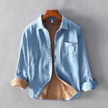 Men Winter Thick Slim Fleece Warm Slim Long sleeve Casual denim shirt Fashion male Velvet Jeans Shirts camisa masculina 3XL 2024 - buy cheap