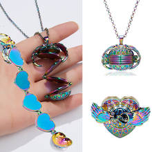 Round Heart Shaped Floating Locket Necklace Rainbow Magic 4 Photo Pendant Angel Wings Flash Album Box Necklaces Jewelry Gift 2024 - buy cheap